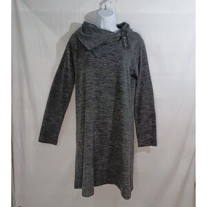 Women's NWT Neesha Black Midi Slit Cowl Neck Long Sleeve Dress Size Large